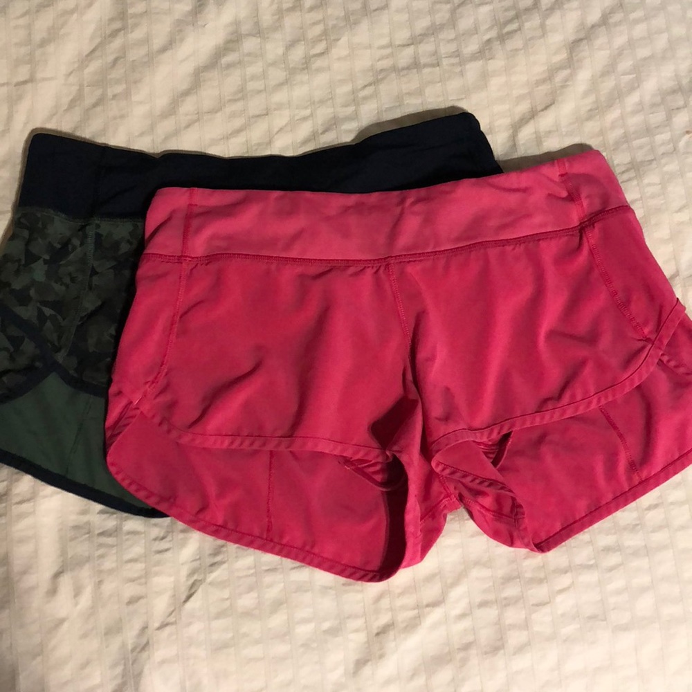 TWO Lululemon Speed Shorts in Pink & Camo